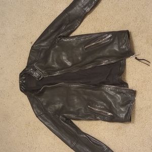 black All saints leather jacket size small